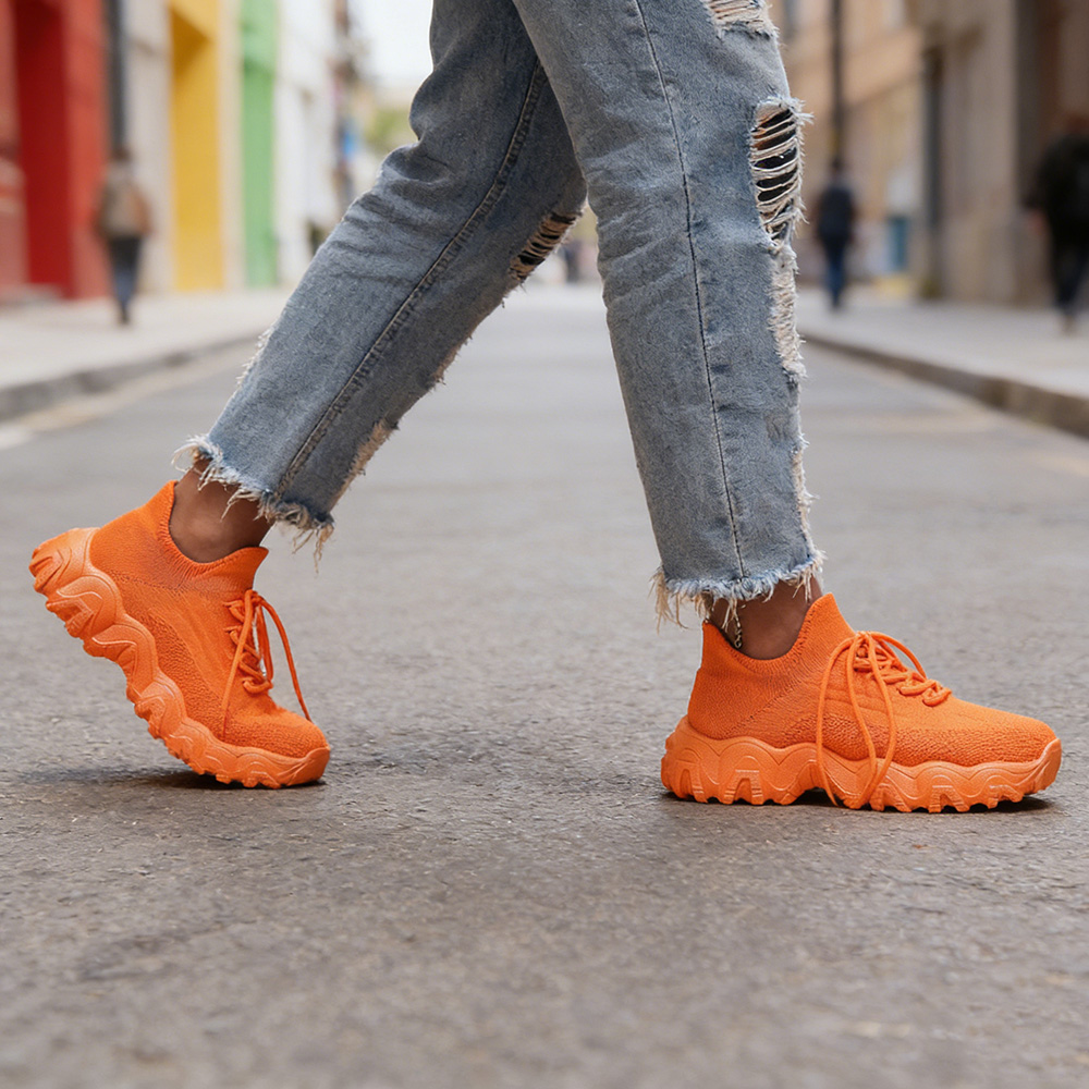 Sock-style thick-soled dad shoes