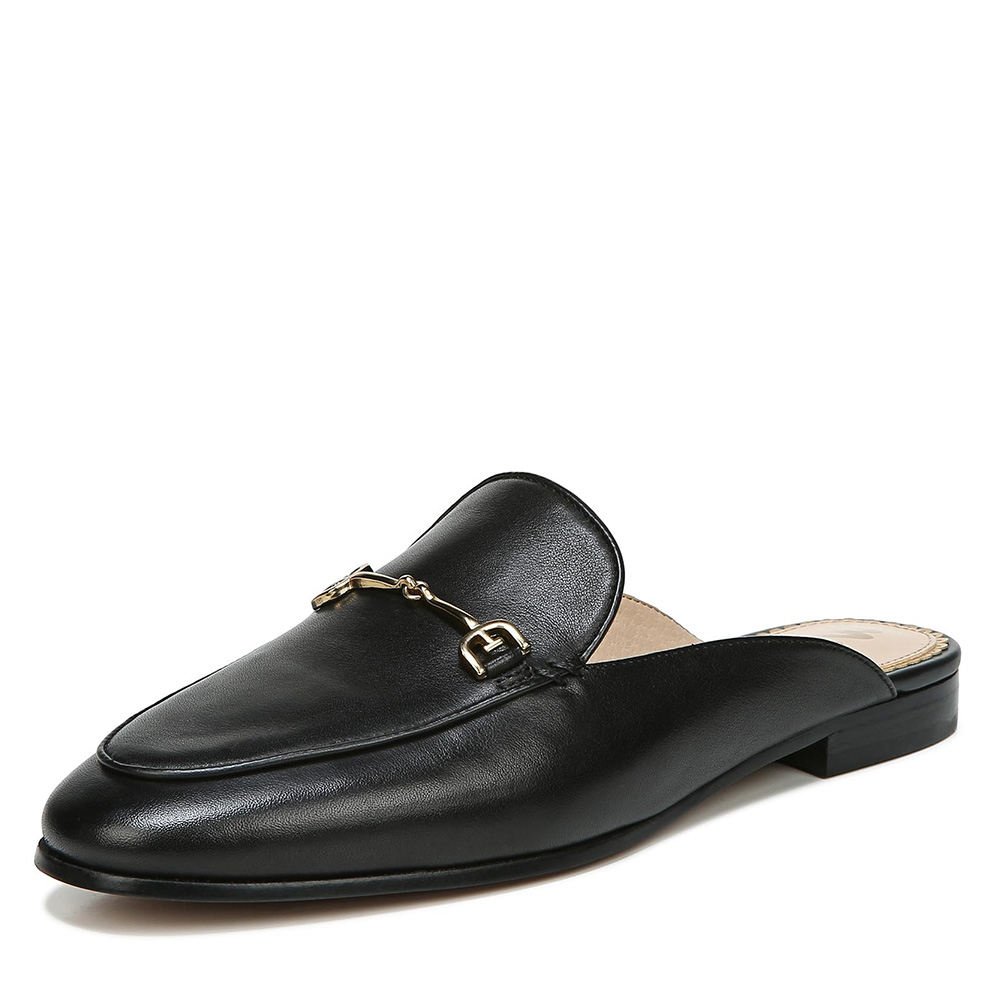 Women's Black Backless Mules. Square Toe Design, Metal Horsebit Decor, 2.5cm Low Block Heel, Premium Faux Leather Upper, Comfortable Insole, Versatile Slip-On Shoes for Office, Daily Wear and Casual Outings. Non-Slip Sole for Stable Walking.