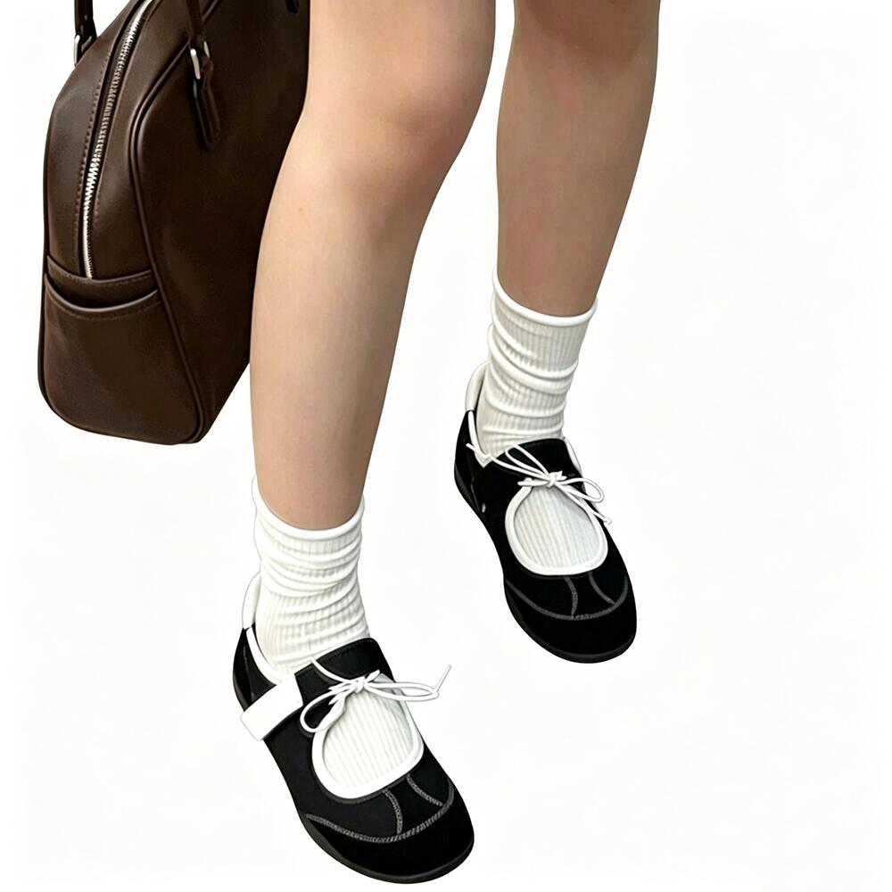 Korean‑Style Mesh‑Spliced Mary Jane Shoes, Strap Flat Pumps, Retro Casual Ballet‑Style Slip‑ons
