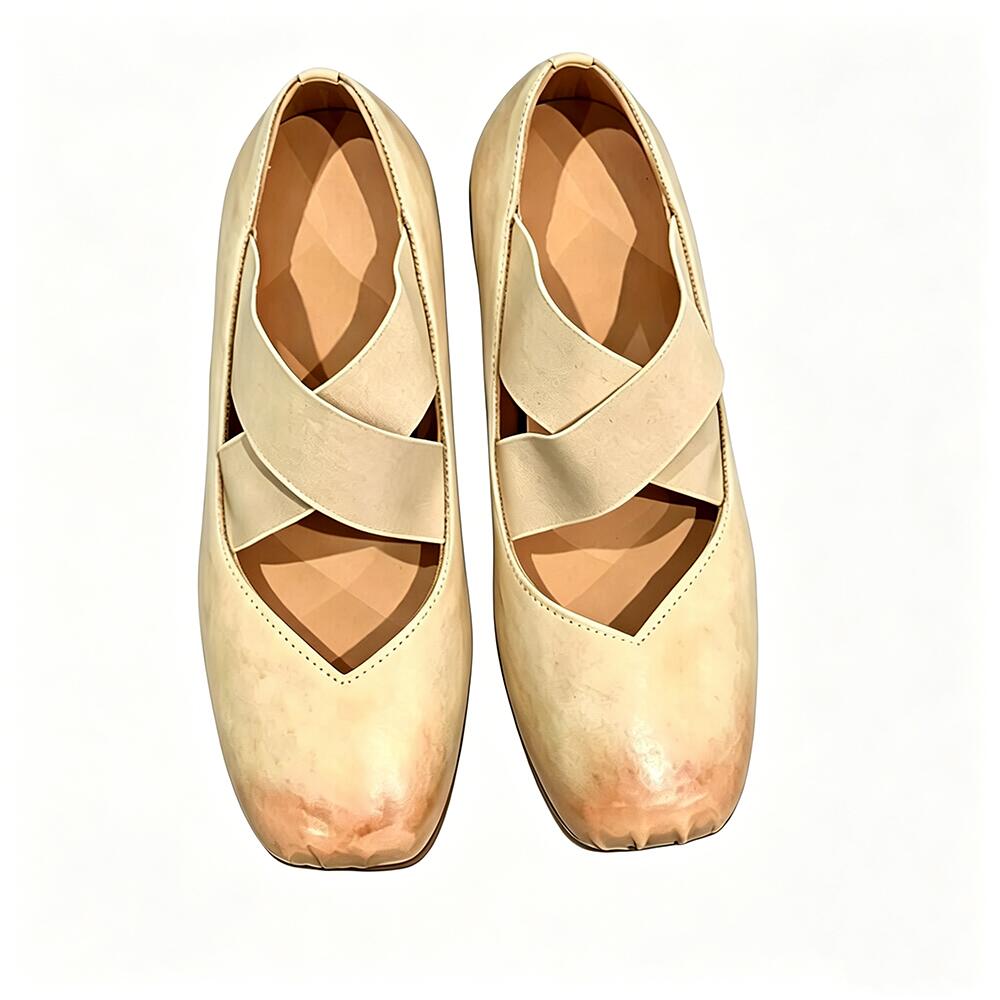 Gentle Cross‑Elastic Strap Block‑Heel Pumps, Square‑Toe Mary Jane Shoes for Commute Wear